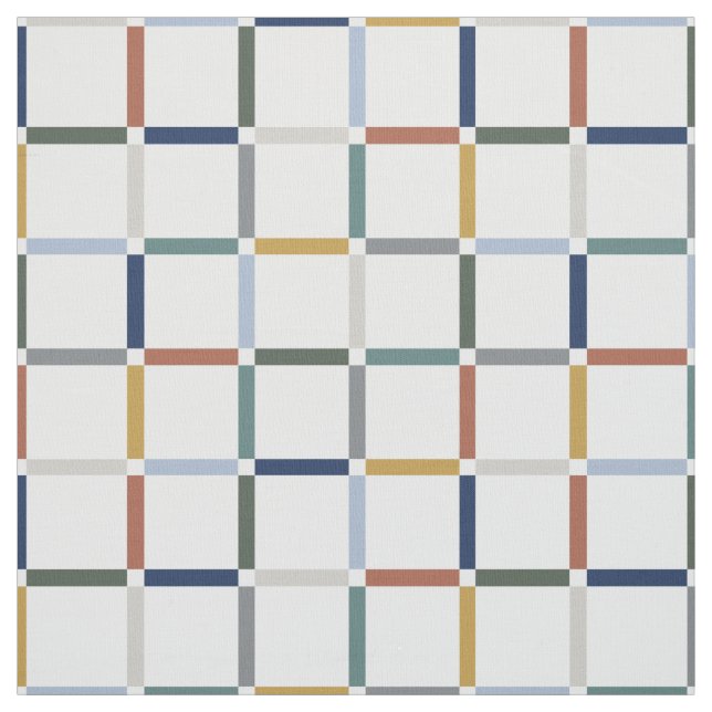 Colorful Grid with Negative Space Impressionist Fabric (Swatch)