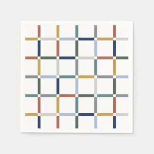 Colorful Grid with Negative Space Impressionist Napkins