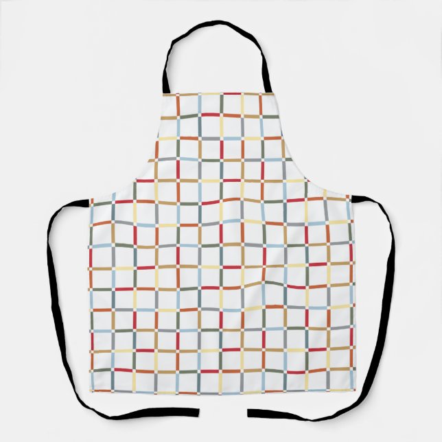 Colorful Grid with Negative Space Mid Mod-inspired Apron (Front)