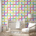 Colorful Grid with Negative Space Pop Art-Inspired Wallpaper<br><div class="desc">Grid pattern composed of Pop Art-inspired colorful lines and negative space. Let me know if you’d like a different colorway for this pattern. I love to see my designs out in the world - tag me on IG @parry_vegan.</div>