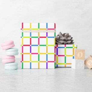Colorful Grid with Negative Space Pop Art-Inspired Wrapping Paper