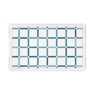 Colorful Grid with Negative Space Sea Tones Colors Acrylic Tray