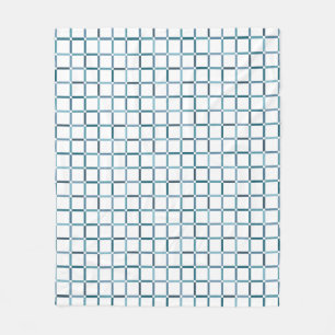 Colorful Grid with Negative Space Sea Tones Colors Fleece Blanket
