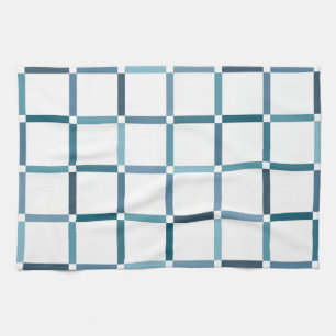 Colorful Grid with Negative Space Sea Tones Colors Kitchen Towel