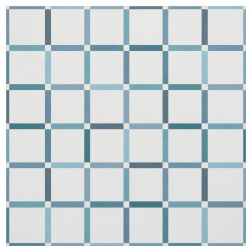 Colorful Grid with Negative Space Sea Tones Fabric