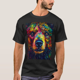 Colorful Grizzly Bear Closeup T-Shirt
