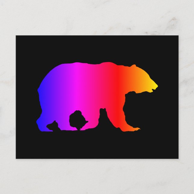 Colorful Grizzly Bear Silhouette Postcard (Front)