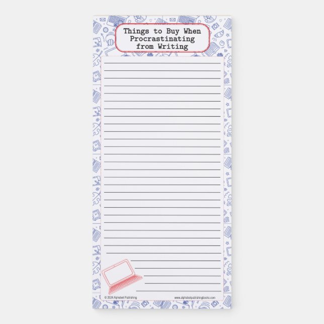 Colorful Grocery List for Writers Magnetic Notepad (Front)