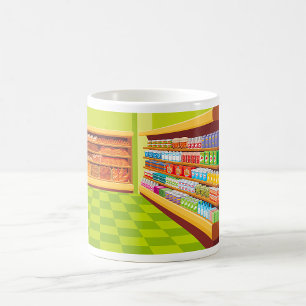 Colorful Grocery Store Aisle and Bakery Coffee Mug