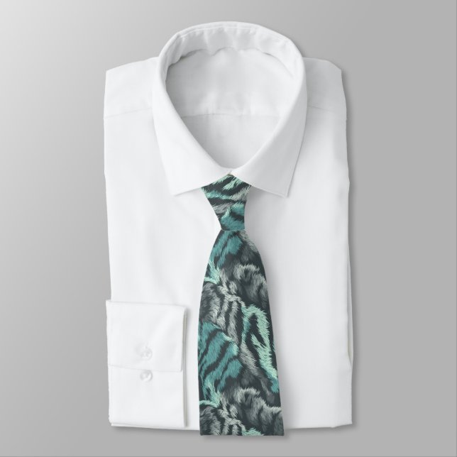 Colorful Groomsman Gift Tiger Neck Tie (Tied)