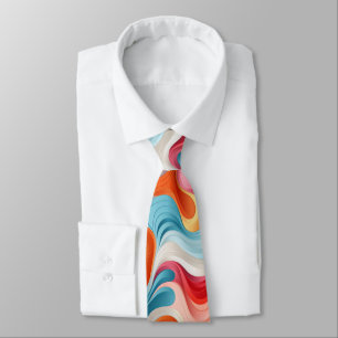 Colorful groovy abstract swirls pattern neck tie