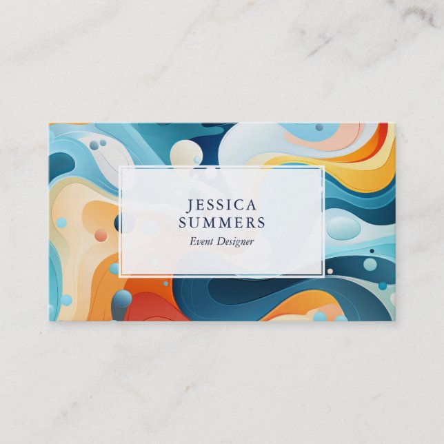 Colorful groovy background business card (Front)