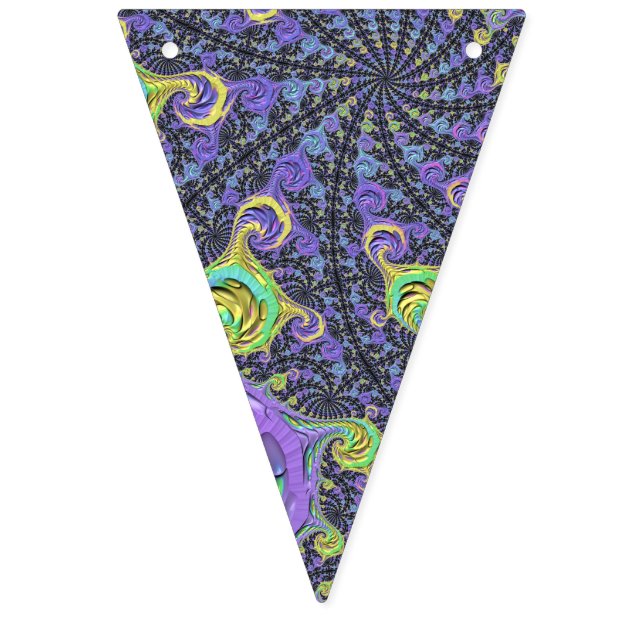 Colorful Groovy Boho Hippie Funky Abstract Fractal Bunting Flags (First Flag)