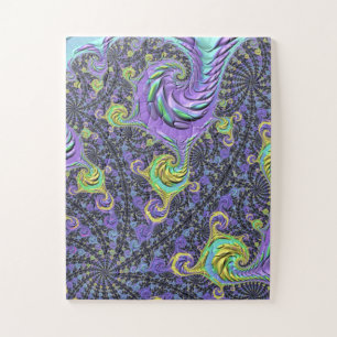Colorful Groovy Boho Hippie Funky Abstract Fractal Jigsaw Puzzle