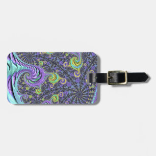 Colorful Groovy Boho Hippie Funky Abstract Fractal Luggage Tag