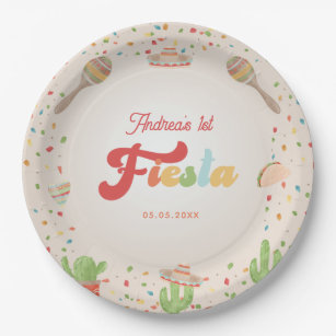 Colorful Groovy Fiesta 1st Birthday Gender Neutral Paper Plates