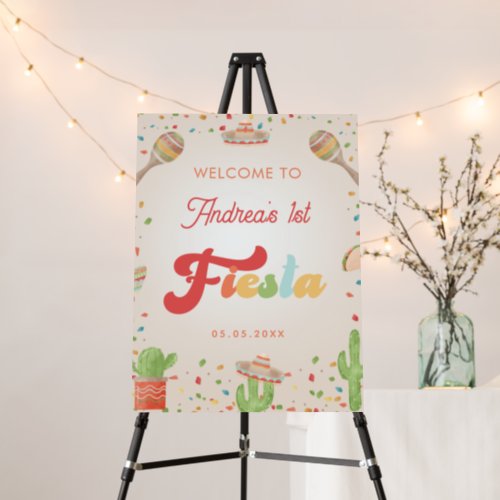 Colorful Groovy Fiesta 1st Birthday Welcome Sign