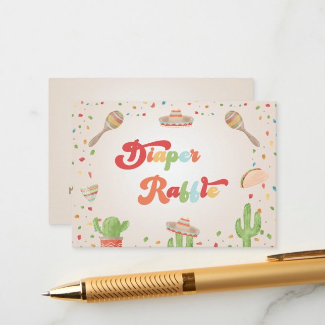 Colorful Groovy Fiesta Diaper Raffle Baby Shower Enclosure Card (Front/Back In Situ)