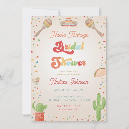 Colorful Groovy Fiesta Nacho Average Bridal Shower Invitation
