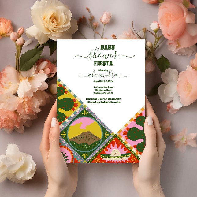 Colorful Groovy Fiesta Retro Mexican Baby Shower Invitation (Creator Uploaded)