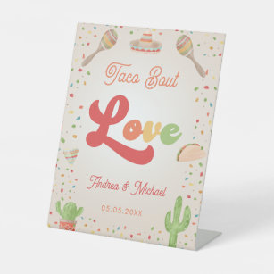 Colorful Groovy Fiesta Taco Bout Love Taco Bar Pedestal Sign