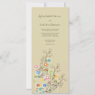 Colorful Groovy Flower Garden Whimsical Wedding Invitation