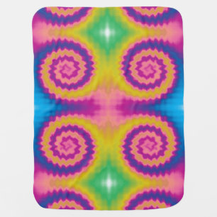 Colorful groovy funky retro tie dye pattern baby blanket