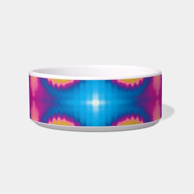 Colorful groovy funky retro tie dye pattern dog bowl (Front)