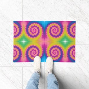 Colorful groovy funky retro tie dye pattern doormat