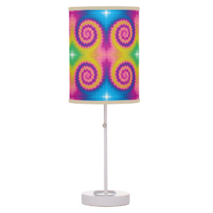 Colorful groovy funky retro tie dye pattern fun table lamp