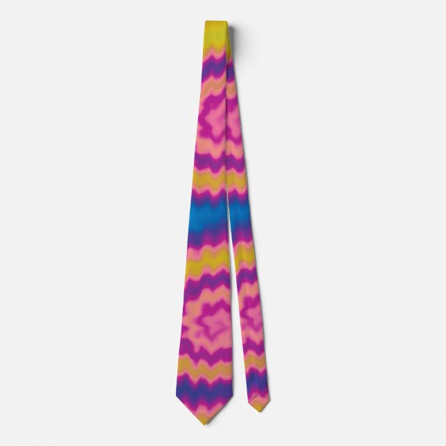 Colorful groovy funky retro tie dye pattern tie (Front)