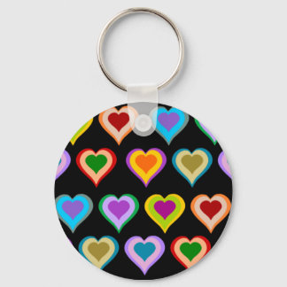 Colorful groovy heart pattern keychain