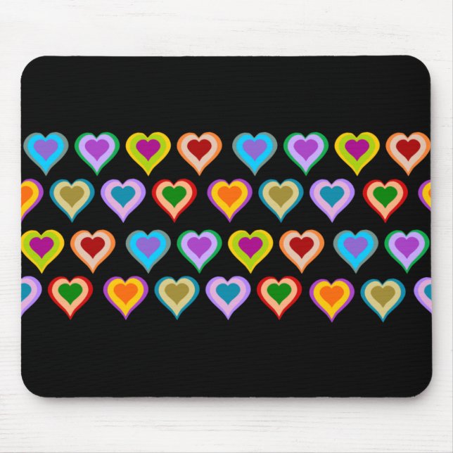 Colorful groovy heart pattern mousepad (Front)