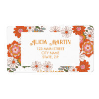 Colorful Groovy Hippie Flora & Leaf Address