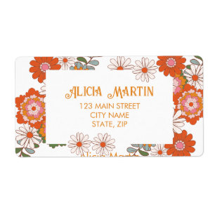 Colorful Groovy Hippie Flora & Leaf Address Label
