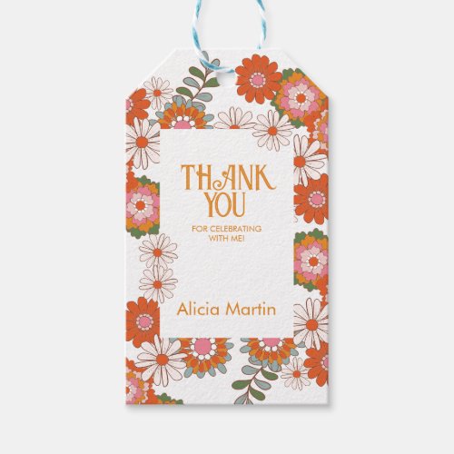 Colorful Groovy Hippie Flora  Leaf Thank You Gift Tags