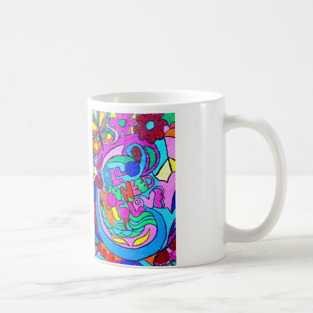 colorful groovy hippie style love mug (Right)