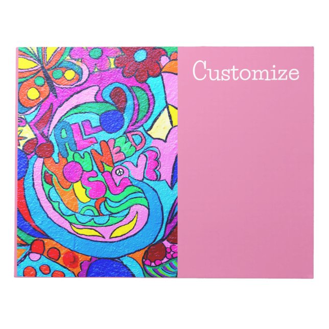 colorful groovy peace and love notepad (Front)