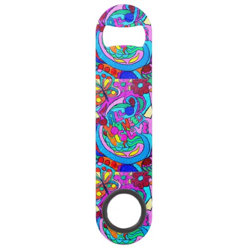 colorful groovy peace and love speed bottle opener