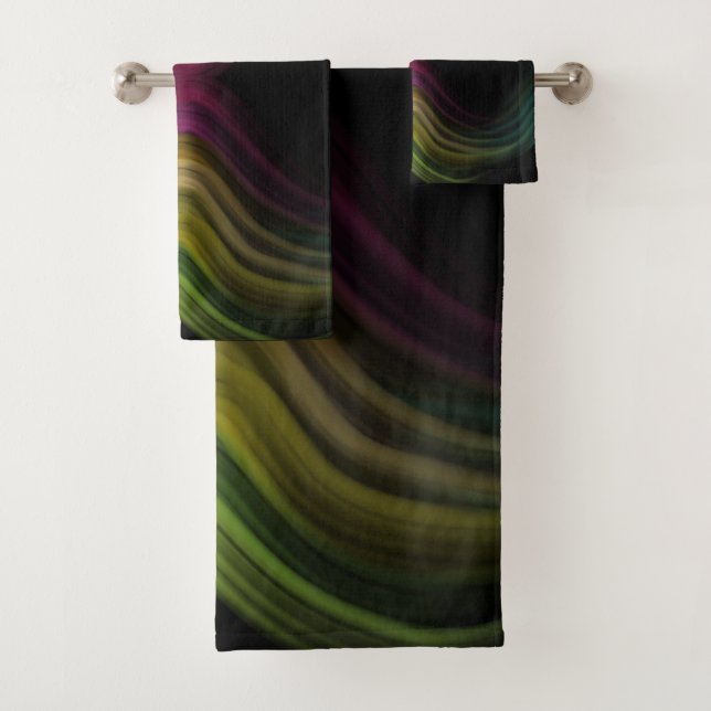 Colorful Groovy Psychedelic Pattern Abstract Art Bath Towel Set (Insitu)