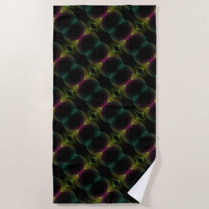 Colorful Groovy Psychedelic Pattern Abstract Art Beach Towel