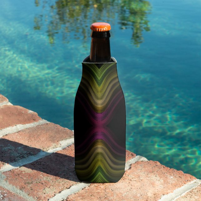 Colorful Groovy Psychedelic Pattern Abstract Art Bottle Cooler (In Situ Pool)