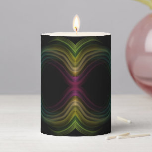 Colorful Groovy Psychedelic Pattern Abstract Art Pillar Candle
