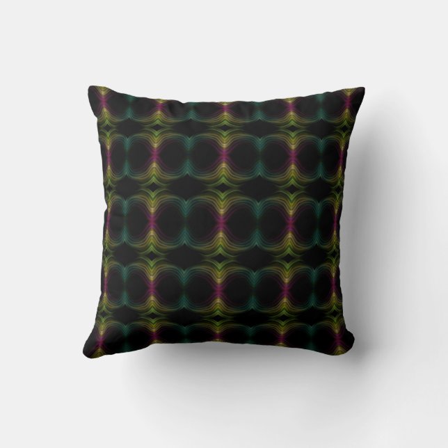 Colorful Groovy Psychedelic Pattern Abstract Art Throw Pillow (Back)