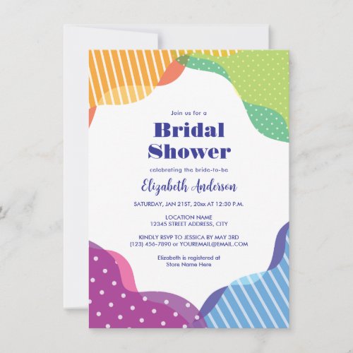 Colorful Groovy Rainbow Curvy Wave Bridal Shower Invitation