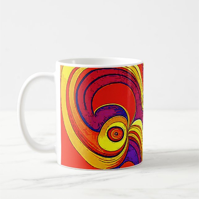 Colorful Groovy Rainbow Swirls Coffee Mug (Left)