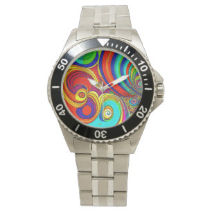 Colorful Groovy Rainbow Swirls Watch