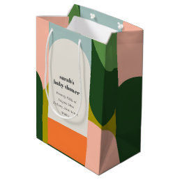 Colorful Groovy Retro Arch Abstract Baby Shower Medium Gift Bag