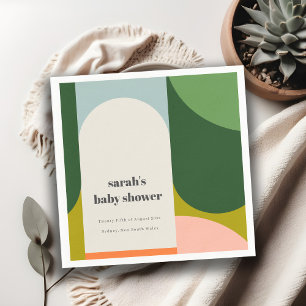 Colorful Groovy Retro Arch Abstract Baby Shower Napkins