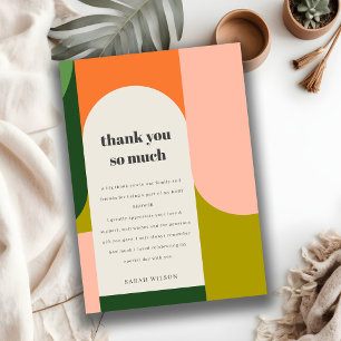 Colorful Groovy Retro Arch Abstract Baby Shower Thank You Card